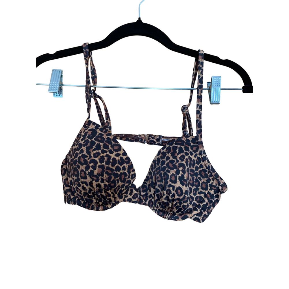 Spiegel Bikini Top Padded Mob Wife Leopard Print Women's Size 10 Trendy Vacay